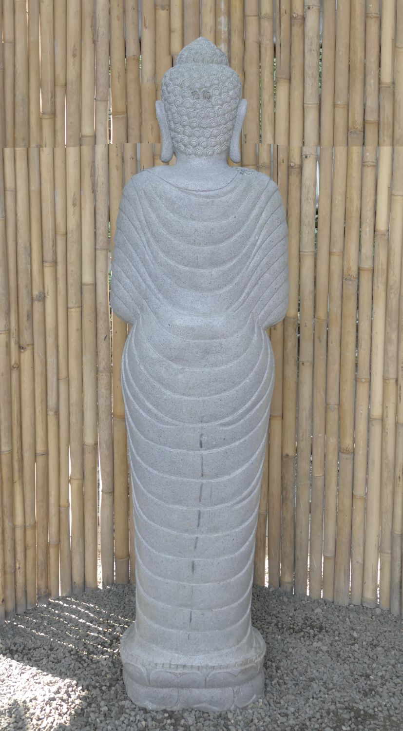  Product image 6 of the product “Standing Buddha made of Riverstone, position Namaskara , H. 180cm. ”